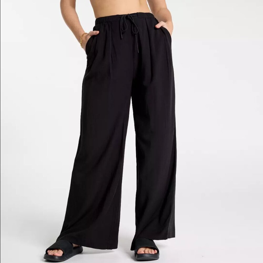 CALIA NWT Swim Cover Up Pants M Pleated Wide Legs Beach Resort Lounge